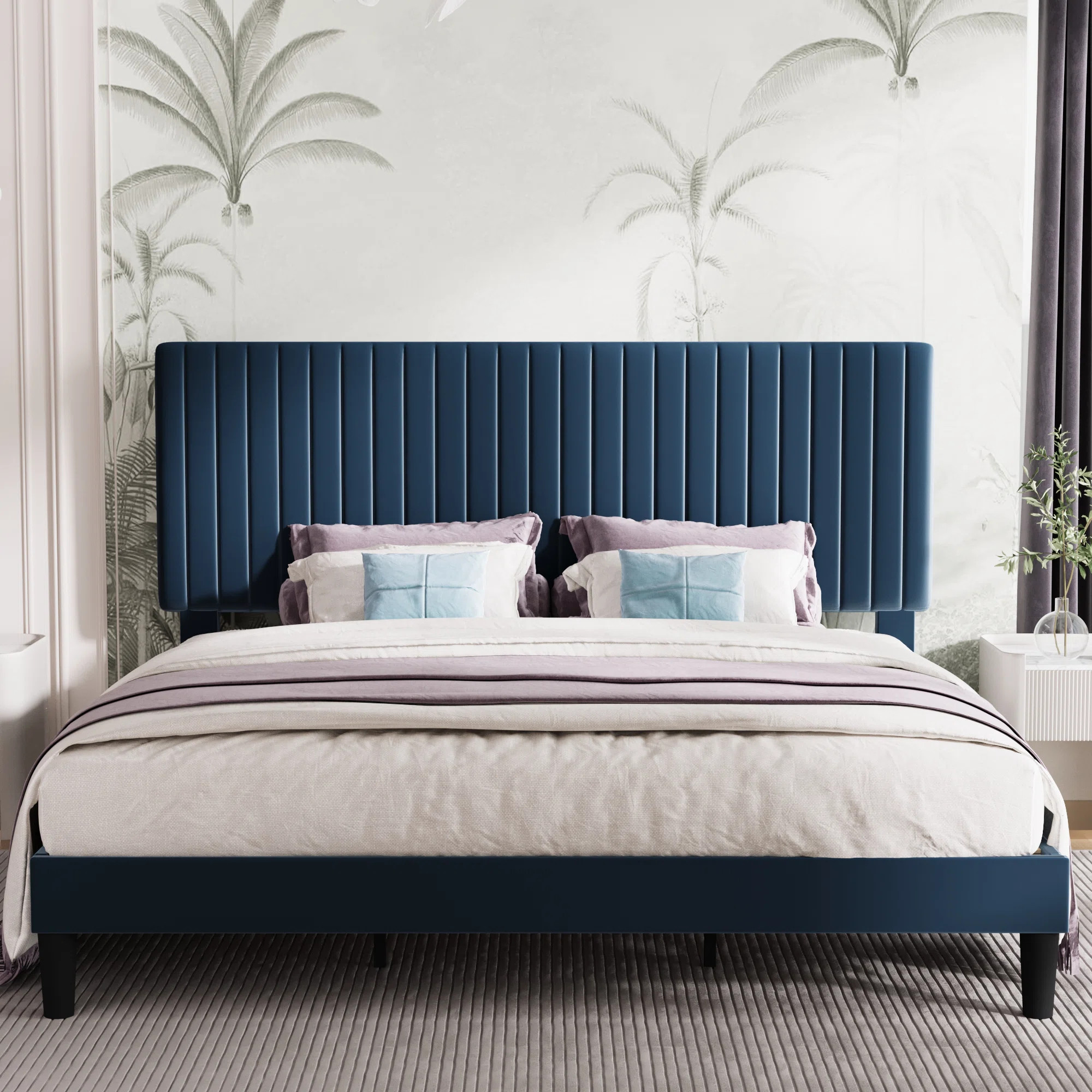 Dunphy Upholstered Platform Bed with Adjustable Headboard | Wayfair North America