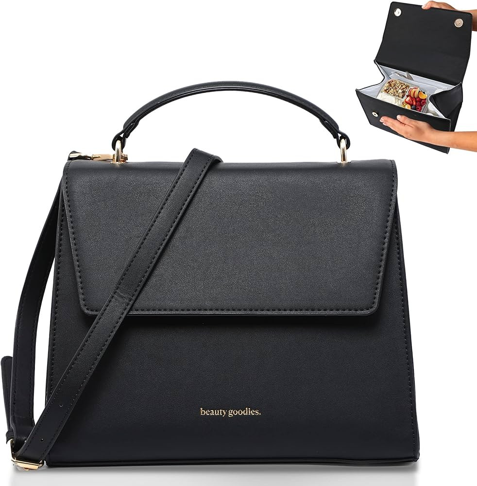 Large Black Lunch bag, Insulated Lunch Purse, Insulated Lunch Bag, Modern Lunch Box For Women, Lu... | Amazon (US)