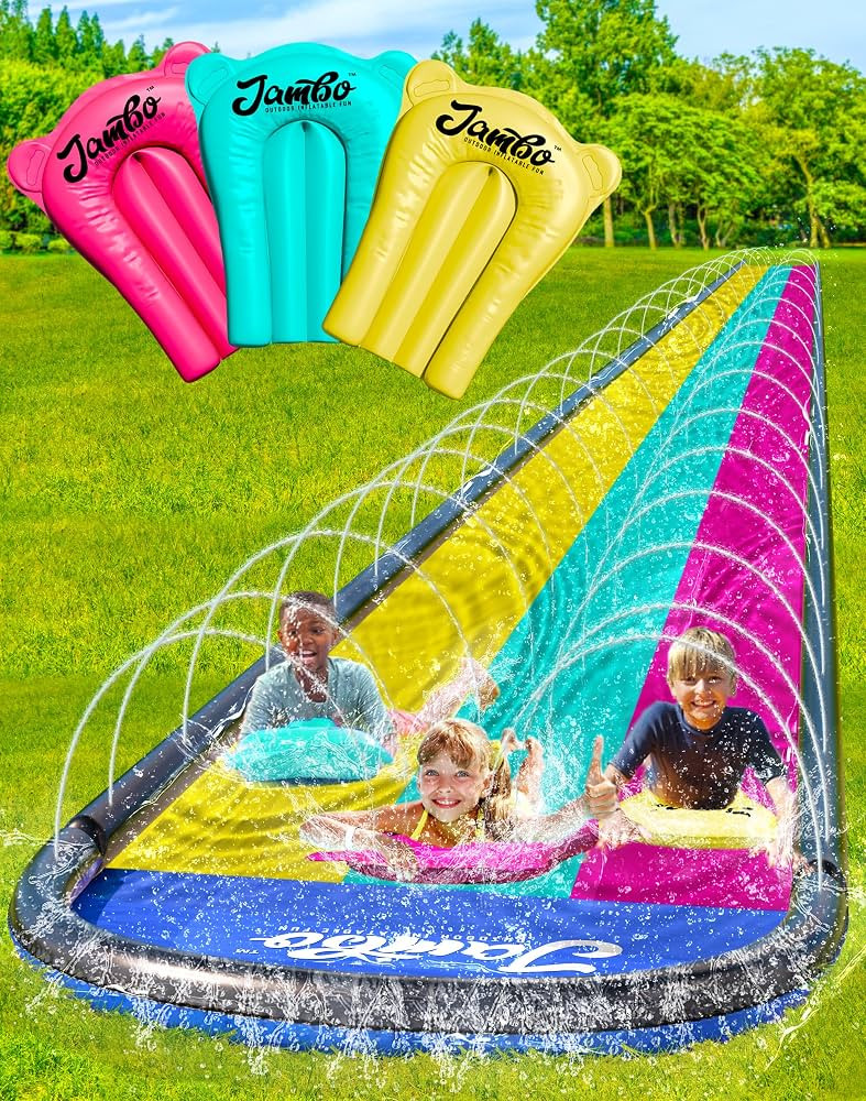 Jambo XL Premium Slip Splash and Slide with 3 Bodyboards, Heavy Duty Water Slide with Advanced 3-... | Amazon (US)