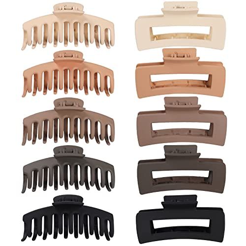 10 Pcs Large Hair Claw Clips 4.3" Non-slip Big Matte Banana Hair Claw Clips for Women Girls , Str... | Amazon (US)