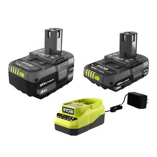 RYOBI ONE+ 18V Lithium-Ion Starter Kit with 2.0 Ah Battery, 4.0 Ah Battery, and Charger PSK106SB ... | The Home Depot