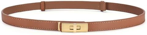 Women Ladies Adjustable Skinny Leather Belt Solid Alloy Turn Lock Slim Thin Waist Belt Waistband ... | Amazon (UK)