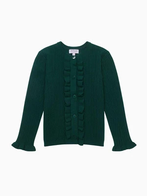 Bottle Green Angela Merino Girl Cardigan | La Coqueta (US)