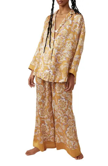 Free People Dreamy Days Print Pajamas in Golden Combo at Nordstrom Rack, Size Large | Nordstrom Rack