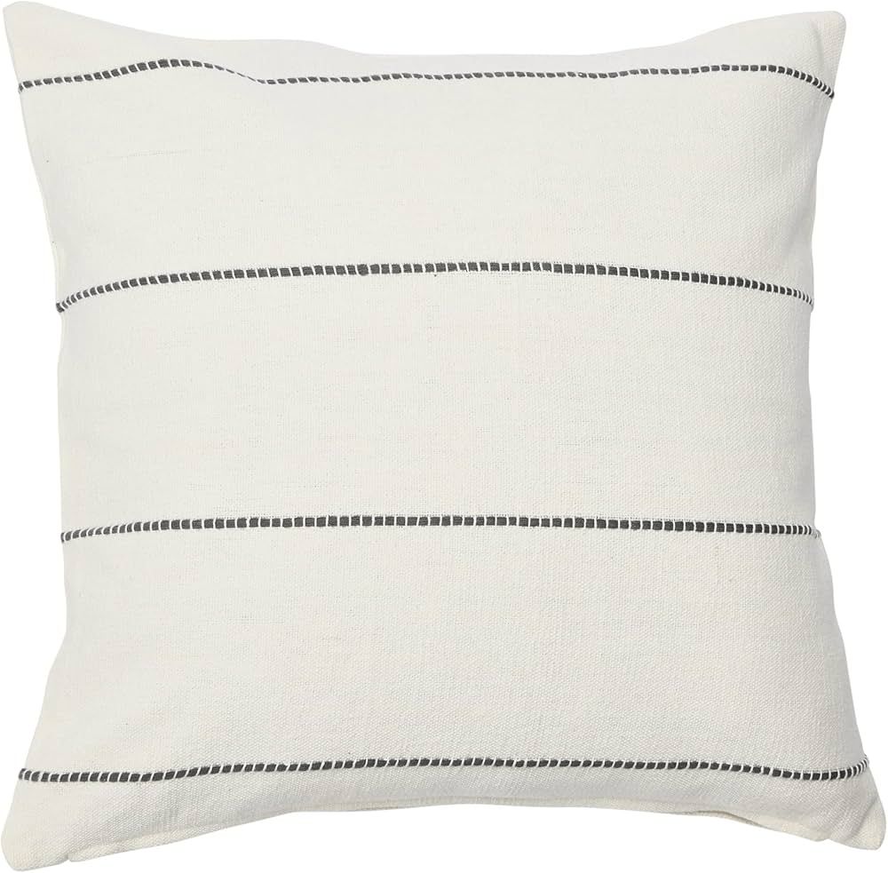 Creative Co-Op 20" Square Interwoven Striped Cotton Pillow Decorative Pillow Cover, 20" x 20", Wh... | Amazon (US)