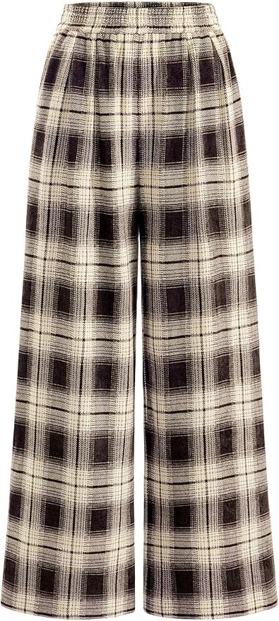 PRETTYGARDEN Casual Women's Pants 2026 Elastic Waist Palazzo Long Pajama Wide Leg Trousers Knit F... | Amazon (US)