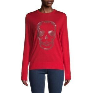 ZADIG & VOLTAIRE red Miss Skull Merino-Wool Sweater | Poshmark