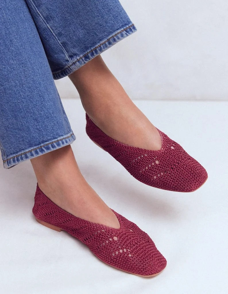 Knitted Ballet Flats-Oxblood | Boden (US)