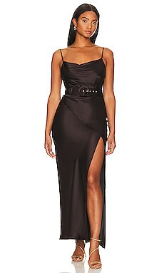 NICHOLAS Simone Cowl Neck Dress in Dark Chocolate from Revolve.com | Revolve Clothing (Global)
