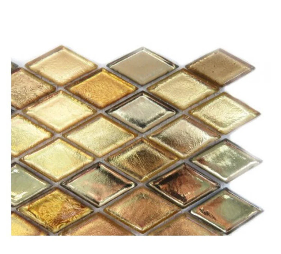 Mosaic Tiles/Antique Gold Glass Diamonds 14 pieces//Mosaic Tile// Mesh Mount//Mosaic Surplus //Mo... | Etsy (US)