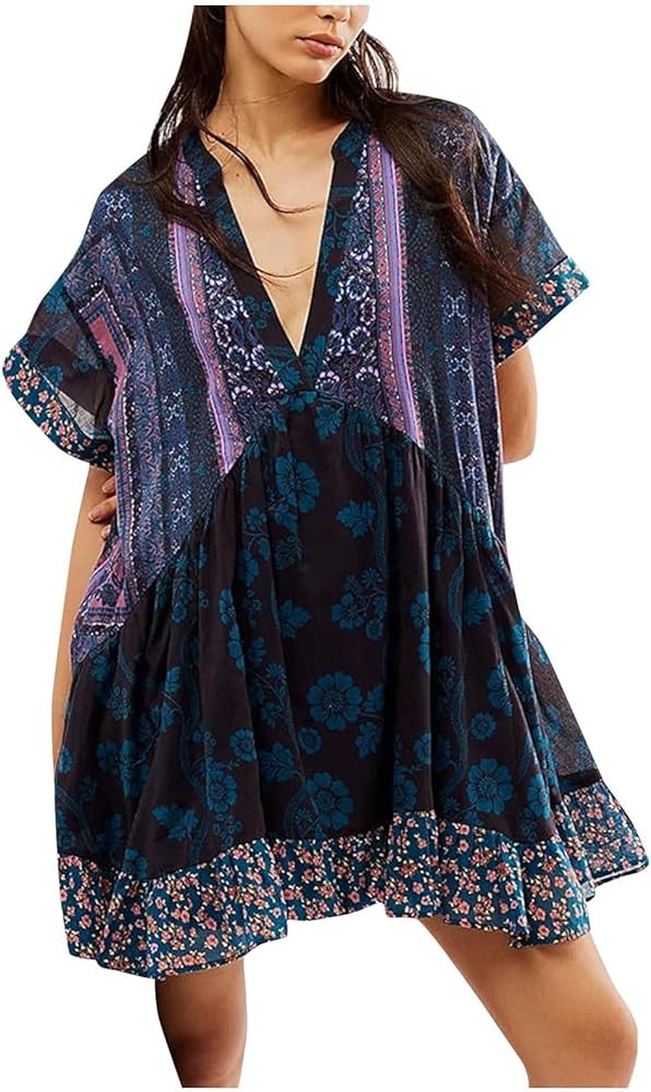 Hot Short Mini Dress Babydoll Dress for Women Oversized Boho Summer Dress, Y2K Mini Dresses | Amazon (US)