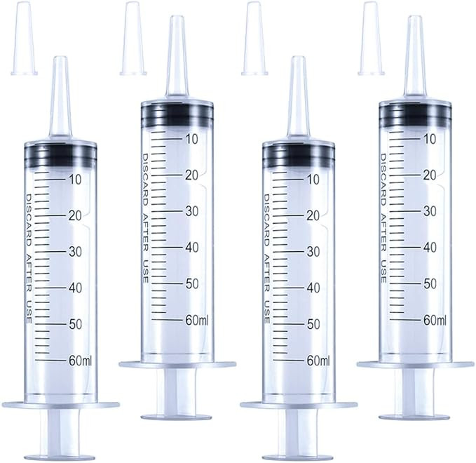 4 Pack 60mL Large Syringe for Liquid with Tip Cap, Plastic Liquid Syringes Individually Sterile S... | Amazon (US)