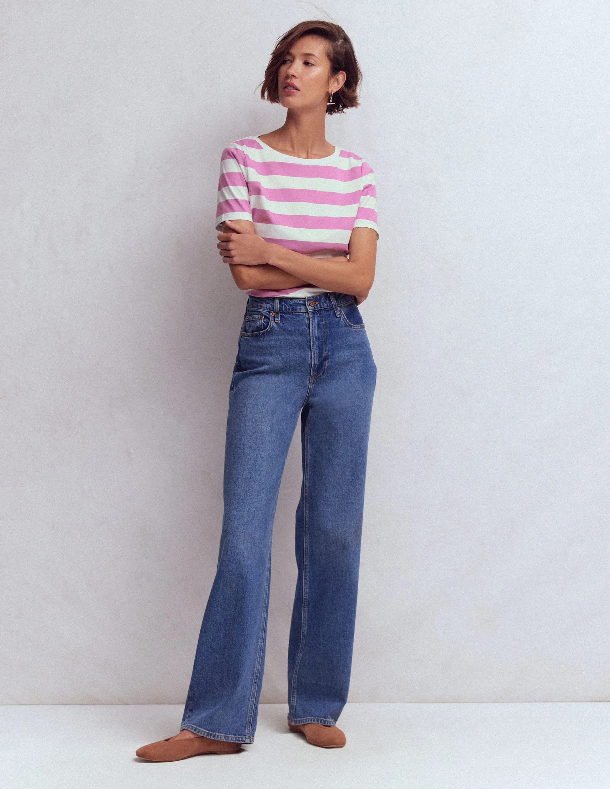 Olivia Short Sleeve Breton-Fairway and Ivory Stripe | Boden (US)