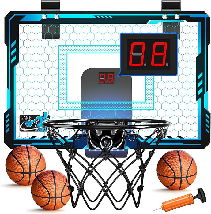 Mini Basketball Hoop Indoor with 7 Colors LED Lights | Over The Door Basketball Hoop with Scorer ... | Amazon (US)
