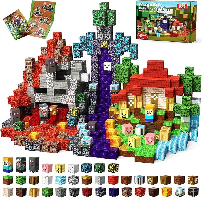 200 PCS 0.8in Magnetic Blocks - Easter Toys for Kids, Magnet Blocks, Stacking Magnetic Cubes, Sch... | Amazon (US)