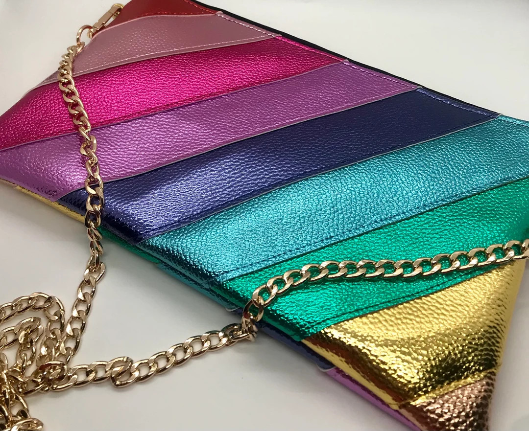 Rainbow Bag in Metallic Faux Leather - Etsy | Etsy (US)