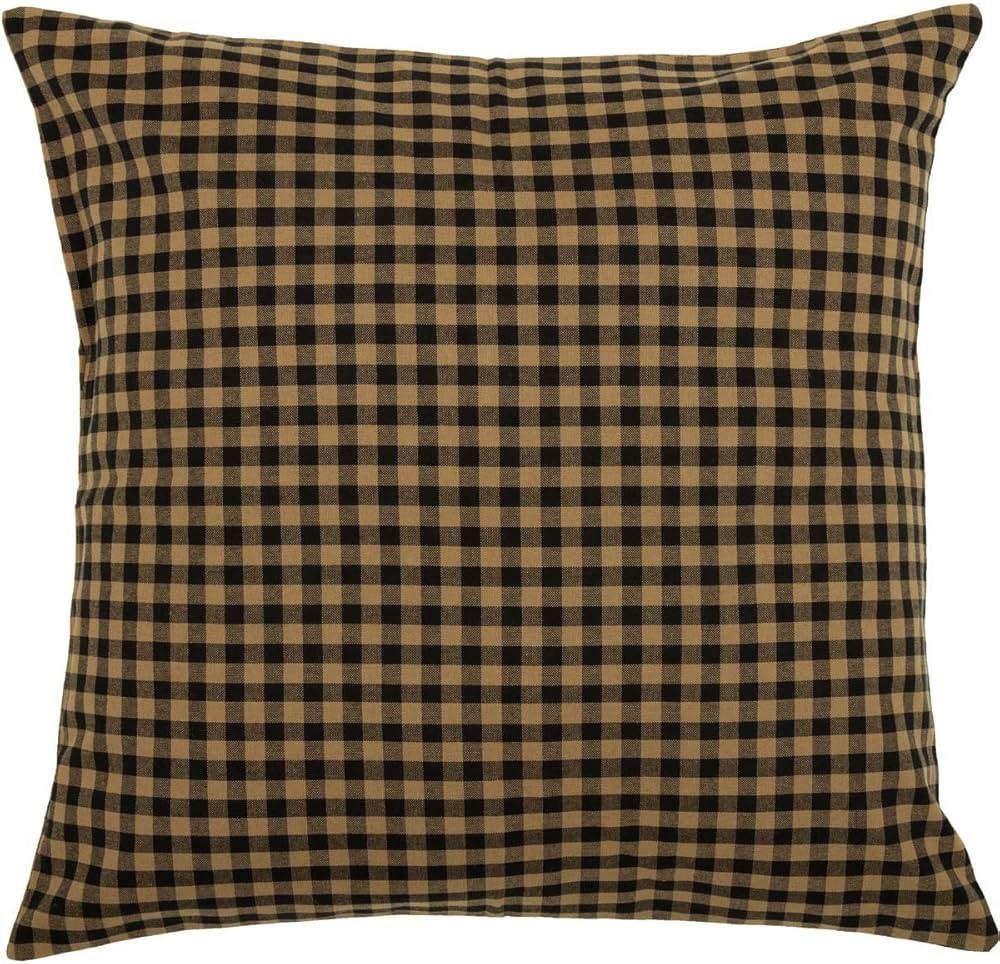 VHC Brands Black Check Fabric Euro Sham 26x26 Country Rustic Design, Black and Tan | Amazon (US)