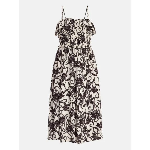 Time and Tru Women's Sleeveless Smocked Midi Dress, Sizes XS-XXXL | Walmart (US)