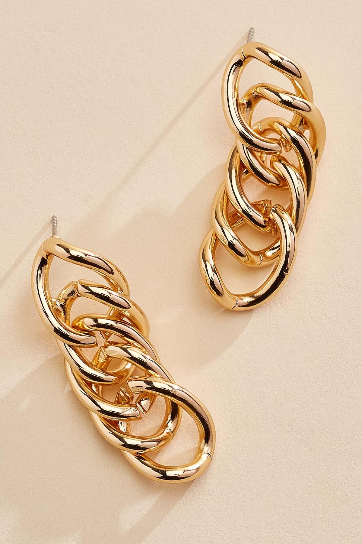 gold chain link dangly earrings | Versona