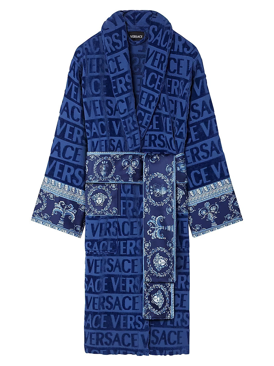Men's I Heart Baroque Cotton Terry Bathrobe - Sodalite Blue - Size Medium | Saks Fifth Avenue