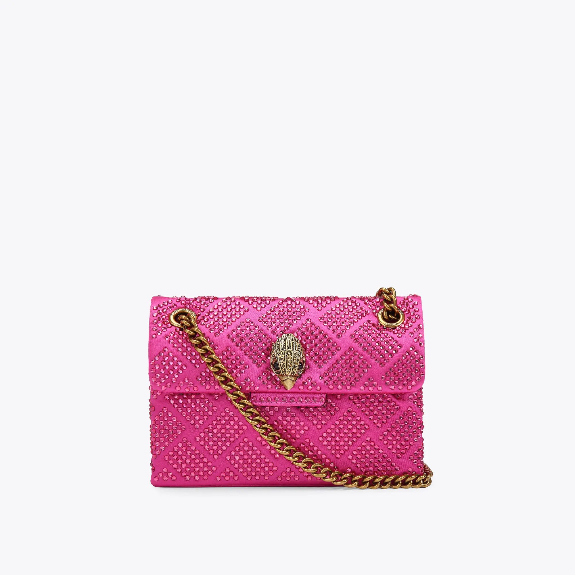 FABRIC MINI KENSINGTON Pink Fabric Crystal Cross Body Mini Bag by KURT GEIGER LONDON | Kurt Geiger (Global)