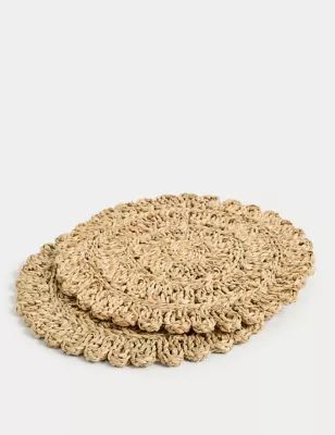 Set of 2 Floral Rattan Placemats | M&S Collection | M&S | Marks & Spencer IE