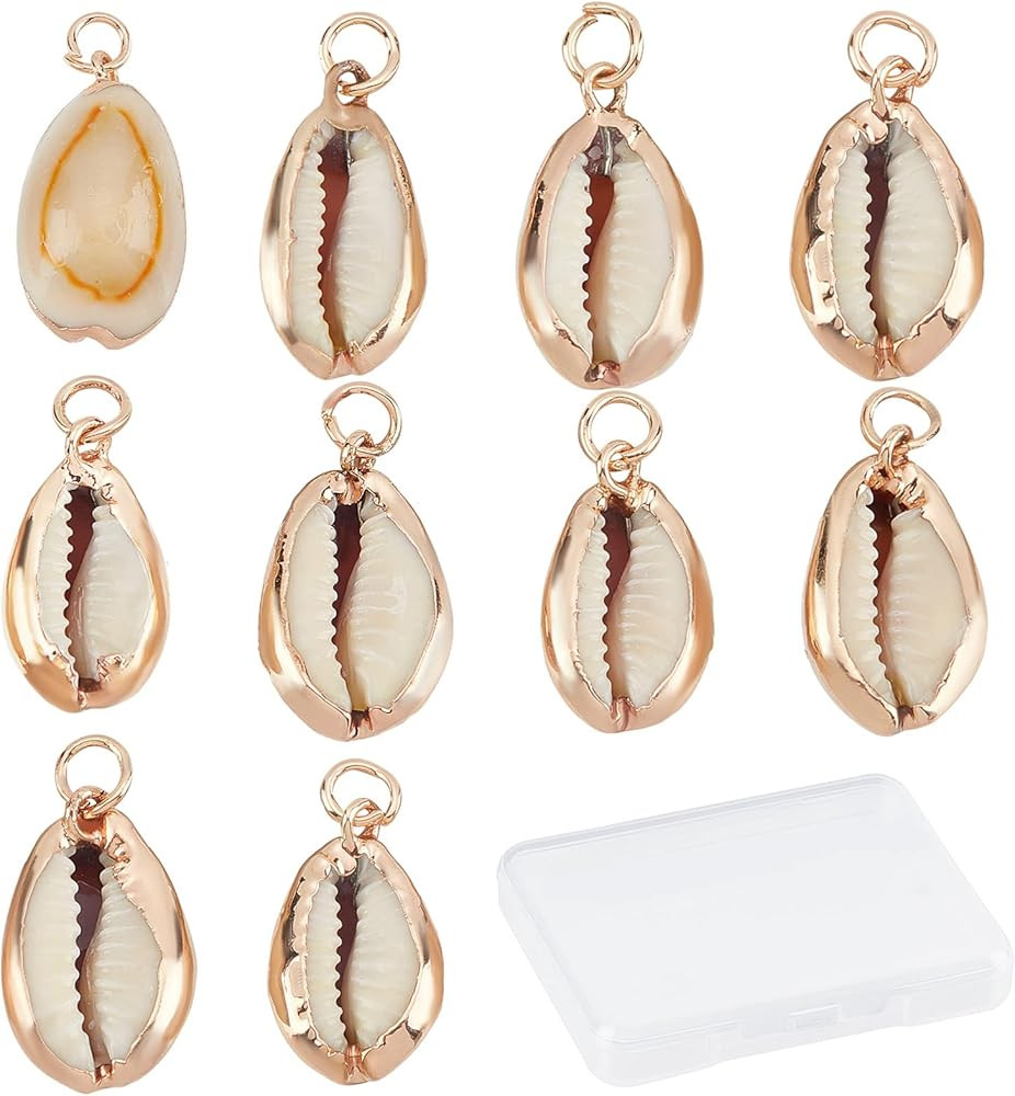 SUNNYCLUE 1 Box Shell Charms Natural White Cowrie Seashells Charm Conch Shells Electroplated Char... | Amazon (US)