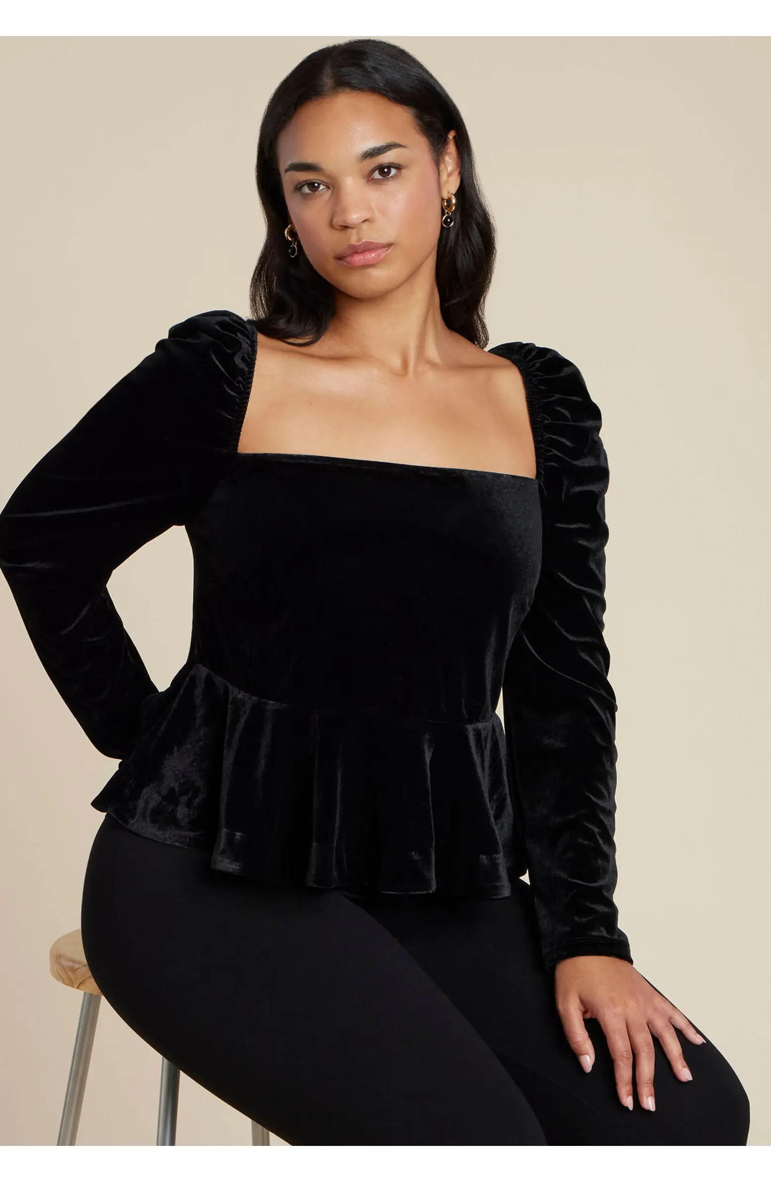 ELOQUII Velvet Peplum Top | Nordstrom | Nordstrom