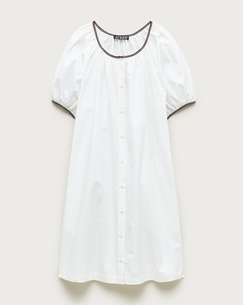 Puff-sleeve popover dress with contrast trim | J. Crew US