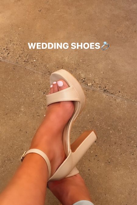 Wedding shoes! Here are some similar style nude pump block heels that I wore as a bridesmaid! 