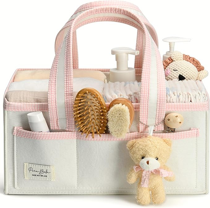 Baby Diaper Caddy Organizer, Baby Basket Shower Gift Caddy, Portable Felt Changing Table Basket, ... | Amazon (US)