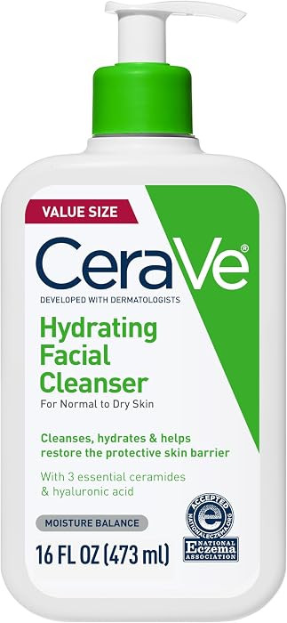 CeraVe Hydrating Facial Cleanser, Moisturizing Face Wash For Dry Skin, Hyaluronic Acid + Ceramide... | Amazon (US)