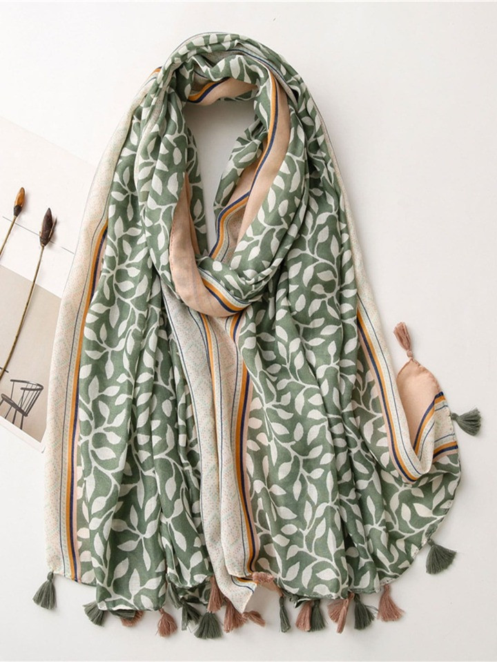 1 Peça cachecol simples impresso, xale de franjas leve e respirável, cachecol elegante e fashio... | SHEIN