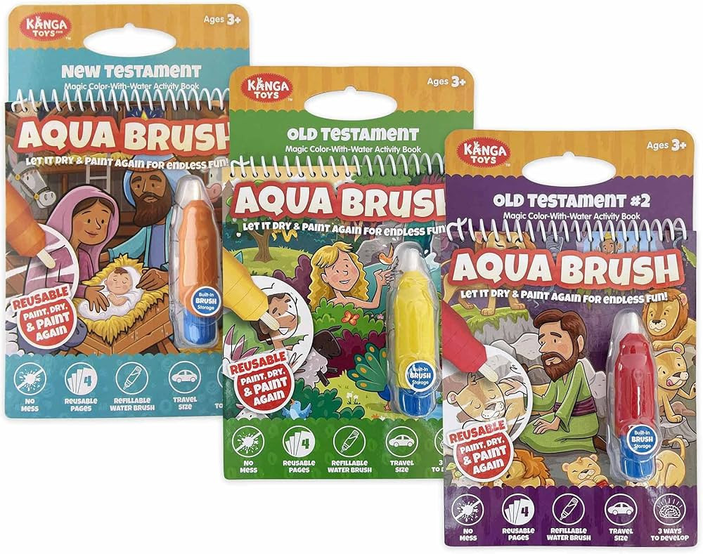 Kanga Toys 3 Pack of Bible Aqua Brush Activity Books for Kids Ages 3+: Old Testament #1, Old Test... | Amazon (US)