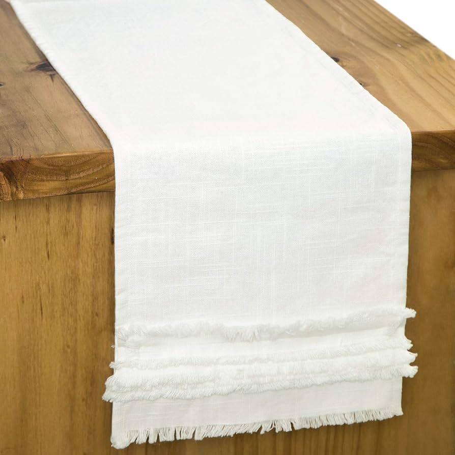 Letjolt Farmhouse Table Runner White Table Runner Linen-Cotton Fabric Rustic Home Kitchen Table D... | Amazon (US)
