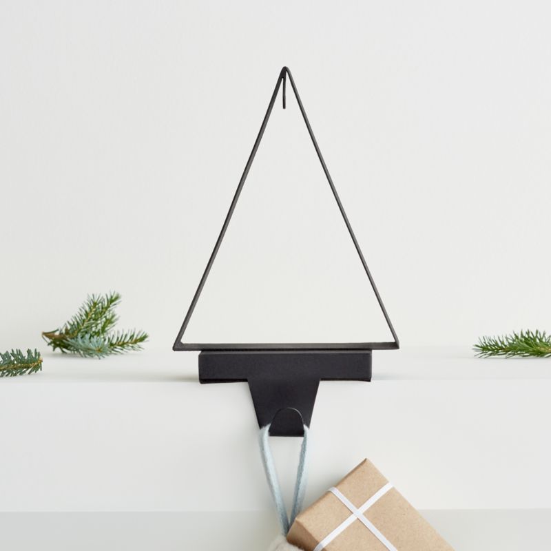 Chalet Zinc Christmas Tree Ornament Stocking Holder + Reviews | Crate & Barrel | Crate & Barrel