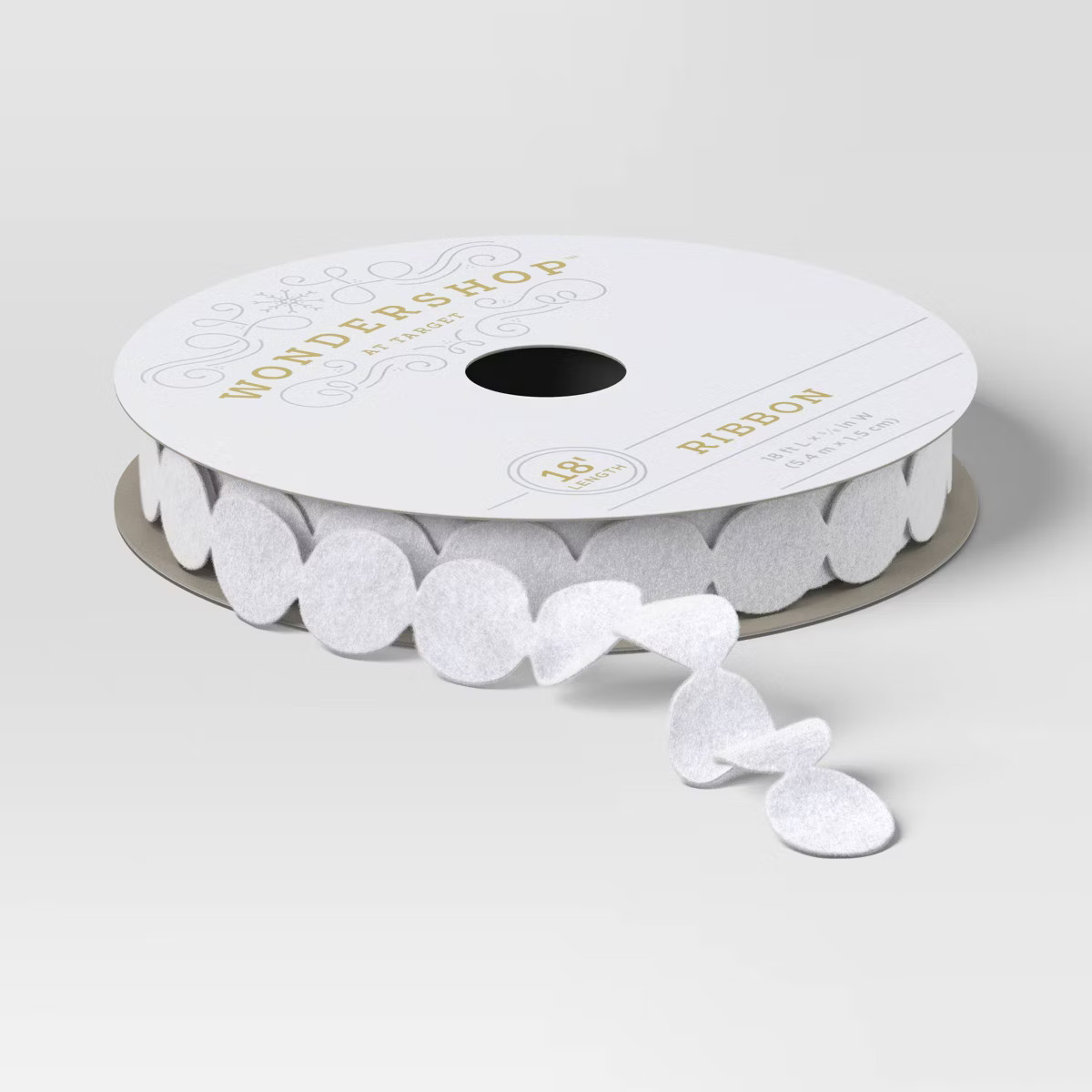 18' Christmas Holiday Cheer Premium Ribbon White Oval Felt - Wondershop™ | Target