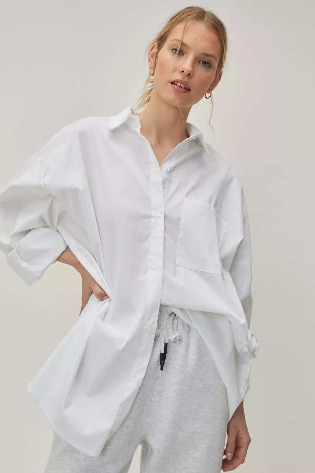 Poplin Oversized Long Sleeve Shirt | Nasty Gal (US)