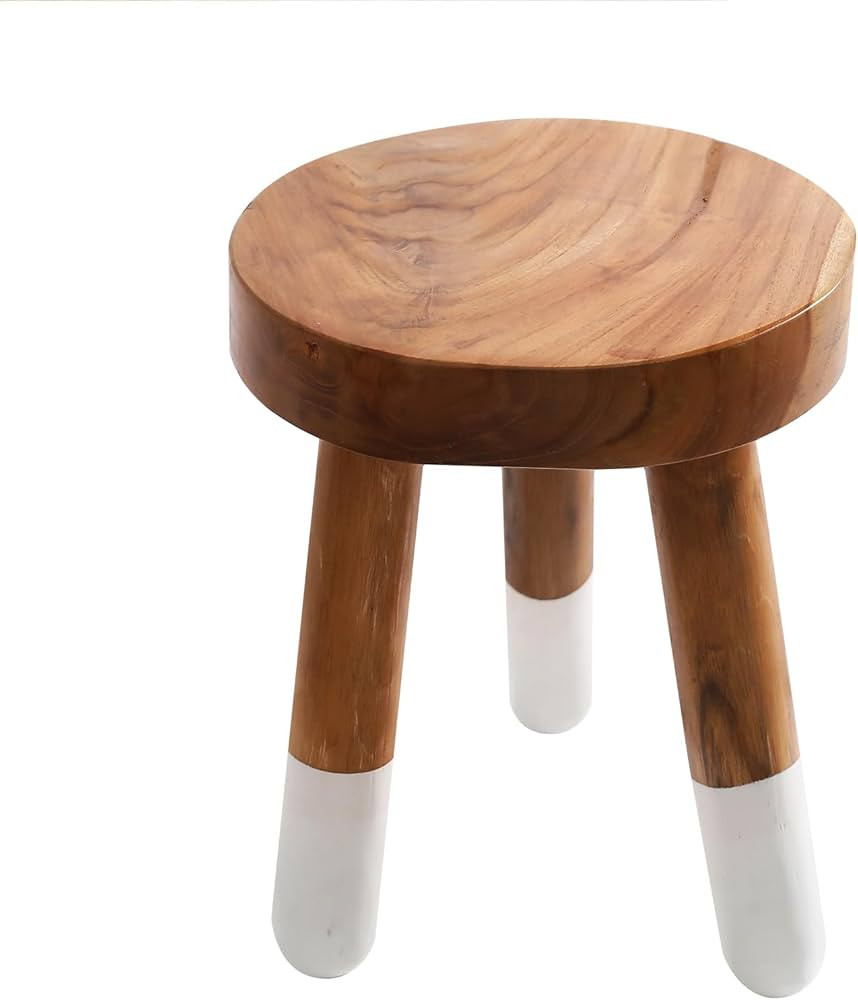 Teak 12" Round Dip Dyed Wood Plant Stand | Wood Accent Stool | Bath Stool | Milking Stool (12" Ta... | Amazon (US)