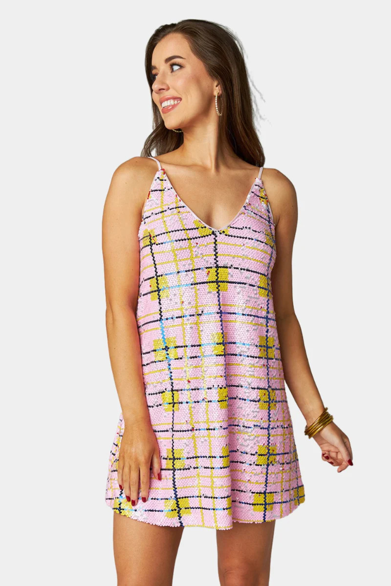 Cleo Sequin Party Dress - Bubble Gum | BuddyLove