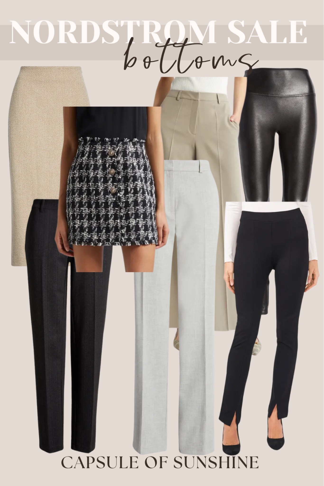 **Nordstrom Anniversary Sale Early Access has begun!** Starting today, July 10, Icons & Ambassadors now have access to shop. The sale will open to Influencers tomorrow, and everyone else on July 15. Be sure to start your Wish List now if you haven’t already and pull the trigger if you have early access! Several items are already starting to sell out!

If anything you want is currently sold out, you can receive restock alerts on the Nordstrom app!

**Nordstrom Anniversary Sale Bottoms Picks**

Nordstrom Anniversary Sale | Bottoms | Halogen Ponte Ankle Pants | Vince Camuto High Waist Leggings | Treasure & Bond Plaid Miniskirt | Halogen Knit Pencil Skirt | Madewell Emmett Wide Leg Crop Pants | Halogen High Waist Ankle Pants | Spanx Faux Leather Leggings | Capsule of Sunshine | NSALE

#NordstromAnniversarySale #Bottoms #Halogen #VinceCamuto #TreasureAndBond #Madewell #Spanx #FashionDeals #CapsuleOfSunshine #NSALE #WardrobeEssentials #SaleAlert #FallFashion #ltkpicks

#LTKSummerSales #LTKxNSale #LTKSaleAlert