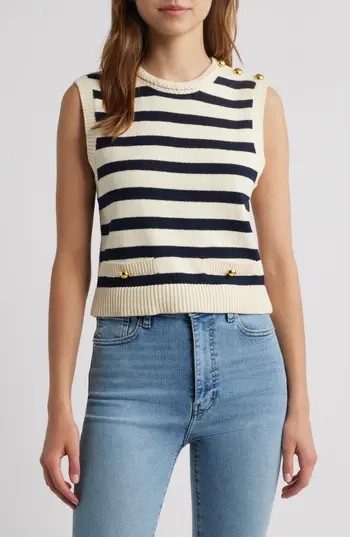 FRAME The Harbor Sleeveless Sweater in Navy Multi at Nordstrom Rack, Size Large | Nordstrom Rack