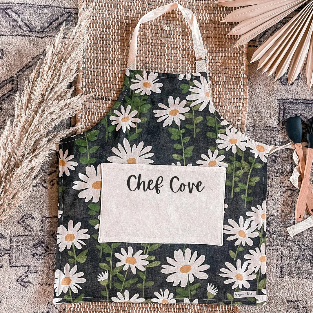 Kids Apron Personalized Adjustable Straps, Toddler Apron, Custom Apron for Kid, Daisy Floral, Gif... | Etsy (US)
