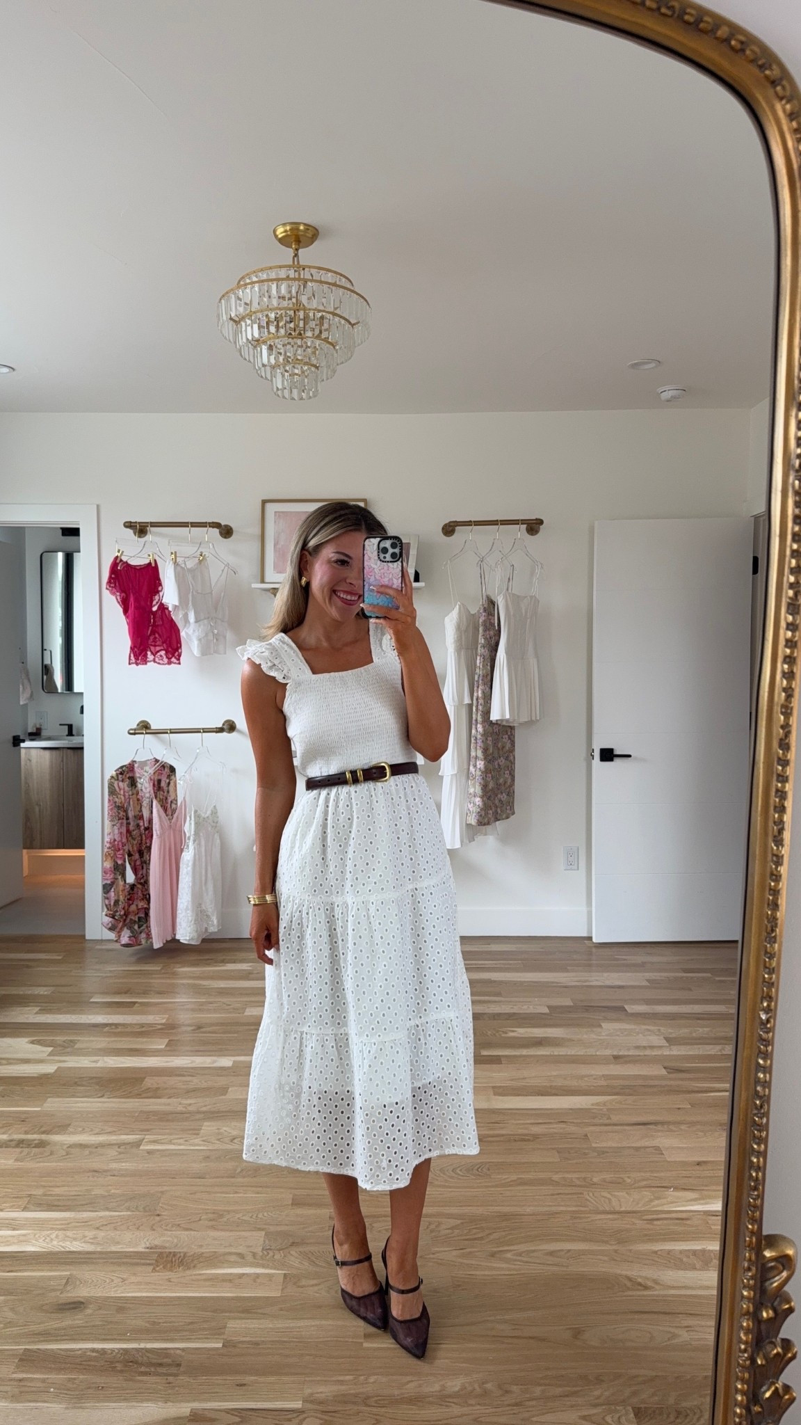 White smocked ruffle sleeve eyelet midi graduation dress white spring special occasion dress

Wearing my usual small

Lulus code: emerson20

#LTKParties #LTKSeasonal #LTKFindsUnder50