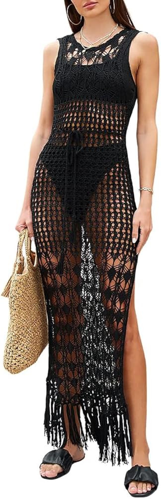  Cover Ups for Swimwear Women Sleeveless Knit Beach Dress Open Back Bathing Suit... | Amazon (US)