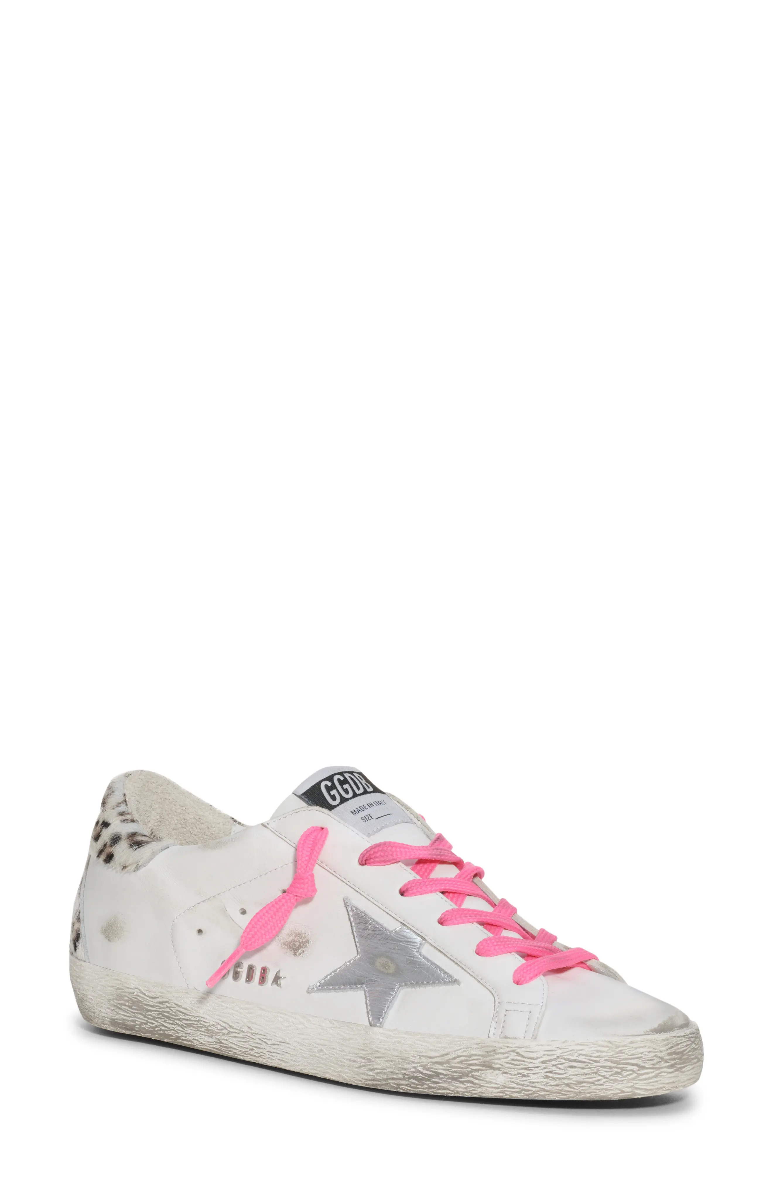 Golden Goose Superstar Genuine Calf Hair Low Top Sneaker in White/Silver/White Black Leo at Nordstro | Nordstrom