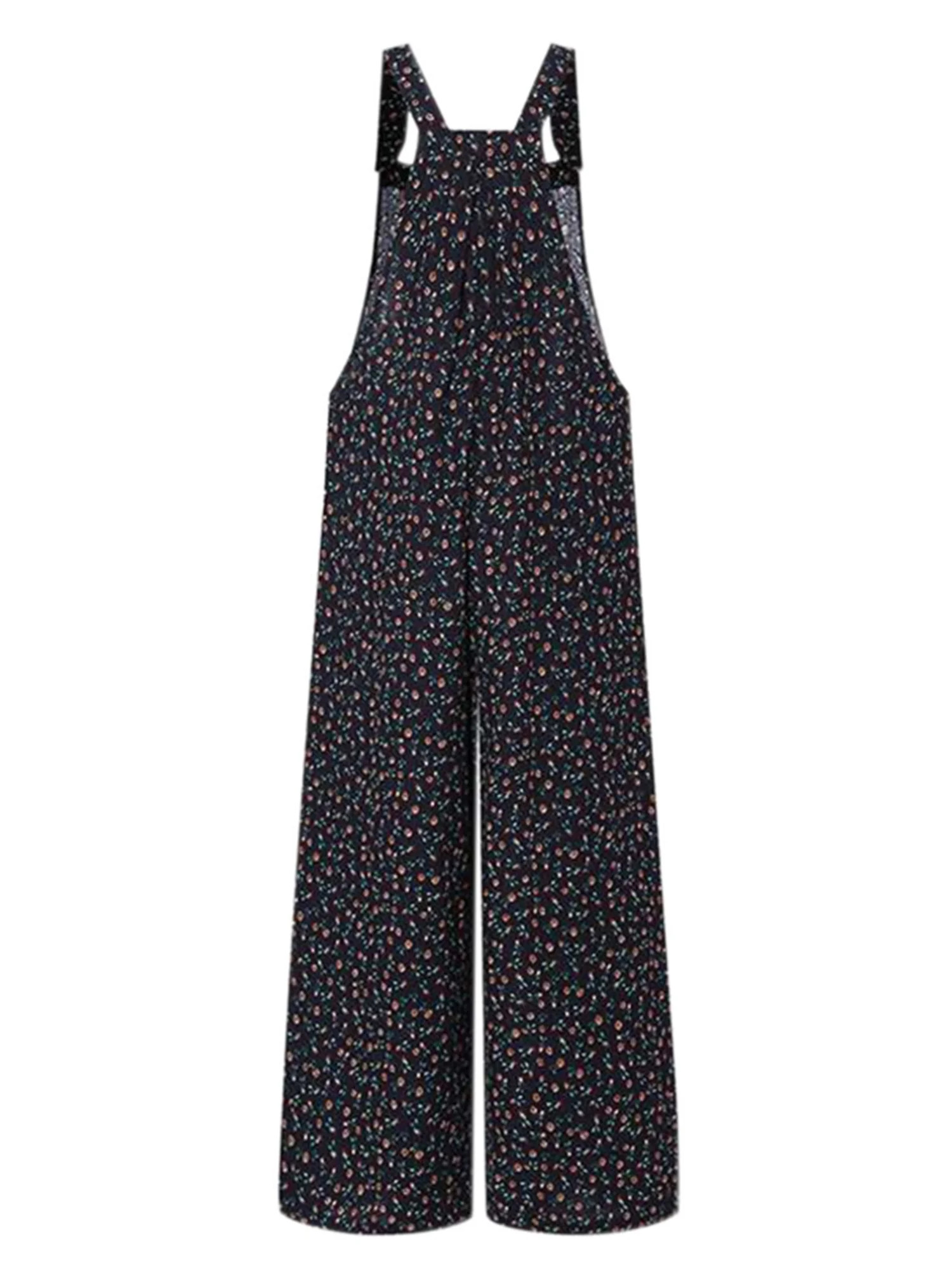 Floral Jumpsuits for Women Casual Wide Leg Overall Romper Jumpsuit Vintage Plus Size Overalls wit... | Walmart (US)