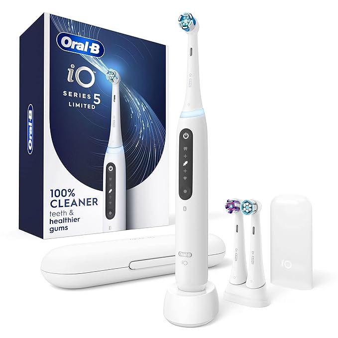 Oral-B iO Series 5 Limited Rechargeable Electric Powered Toothbrush, White with 3 Brush Heads and... | Amazon (US)