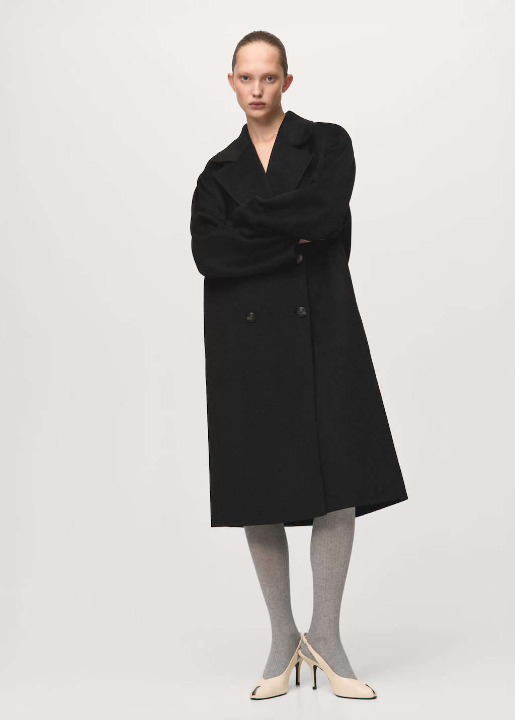 Handmade oversized wool coat black - Woman - L - MANGO | MANGO (UK)