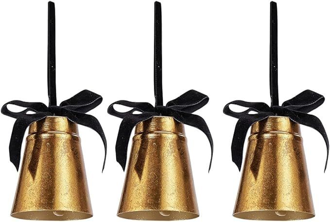 Emadgift 3 Pack Antique Gold Foil Christmas Metal Jingle Bells,Liberty Bells,Vintage Bells with B... | Amazon (US)